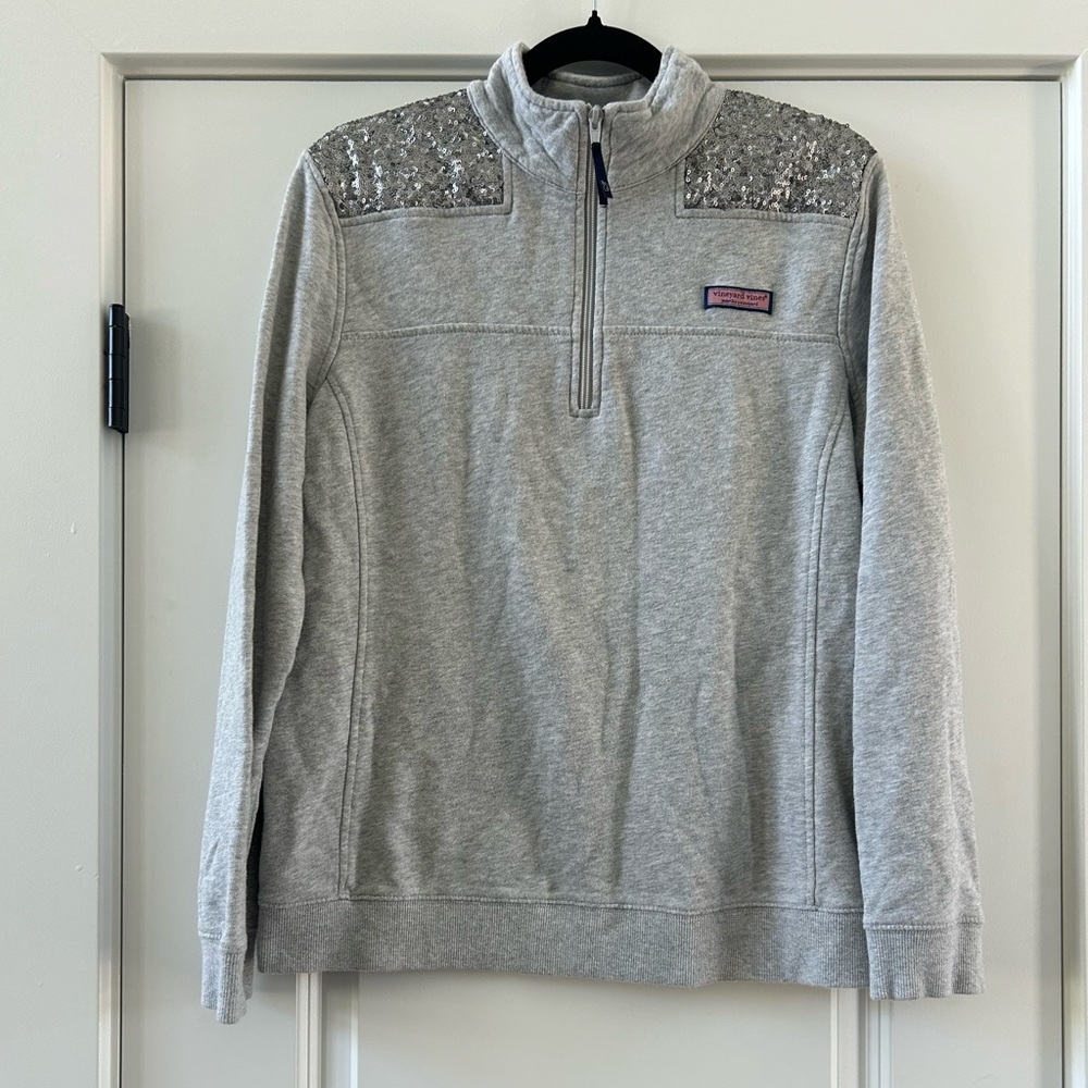 Vineyard Vines Shep 1/4 Zip Pullover Sweatshirt with Sequin Detailing